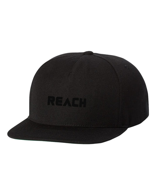 REACH Wool Five Panel Snapback Cap - Black on Black